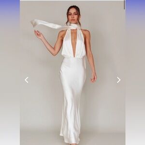 Elegant White Halter Dress